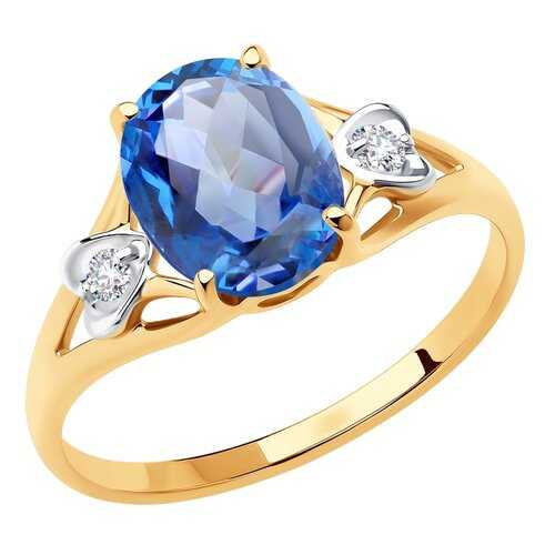 Кольцо женское SOKOLOV из золота с топазом и фианитами Swarovski 715924 р.19 в Levis
