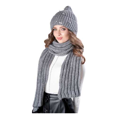 Комплект (шапка+шарф) женский Jagga 1368 серый ONE SIZE в Levis